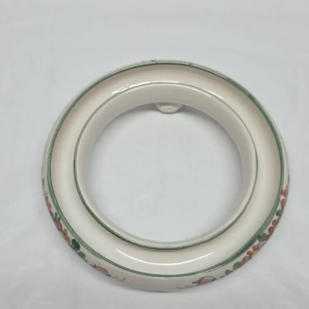 Vintage Ulmer Keramik Pansy Ring Vase Hand Painted Made in Germany Pink/Red